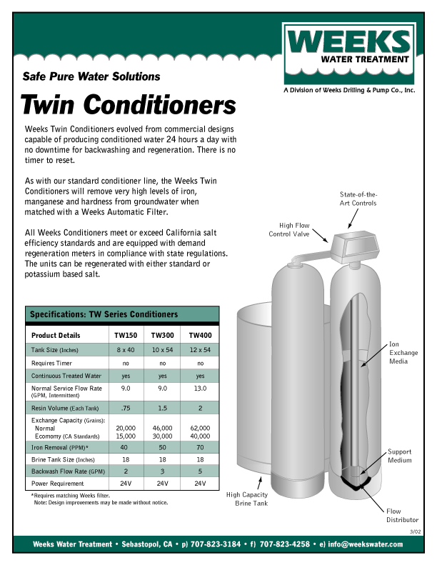 Graphic Design, Product Sheet Design, Weeks Water Treatment
